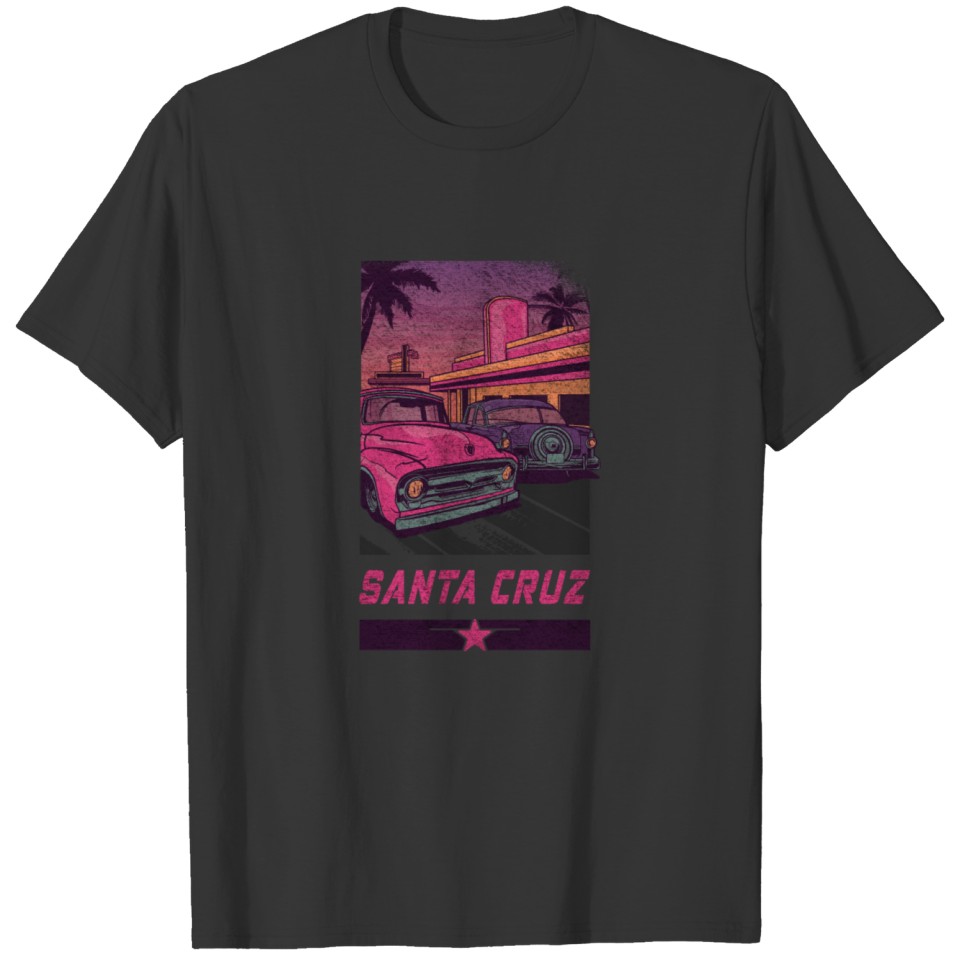 Santa Cruz Beach Oldtimer Vintage Design T-shirt
