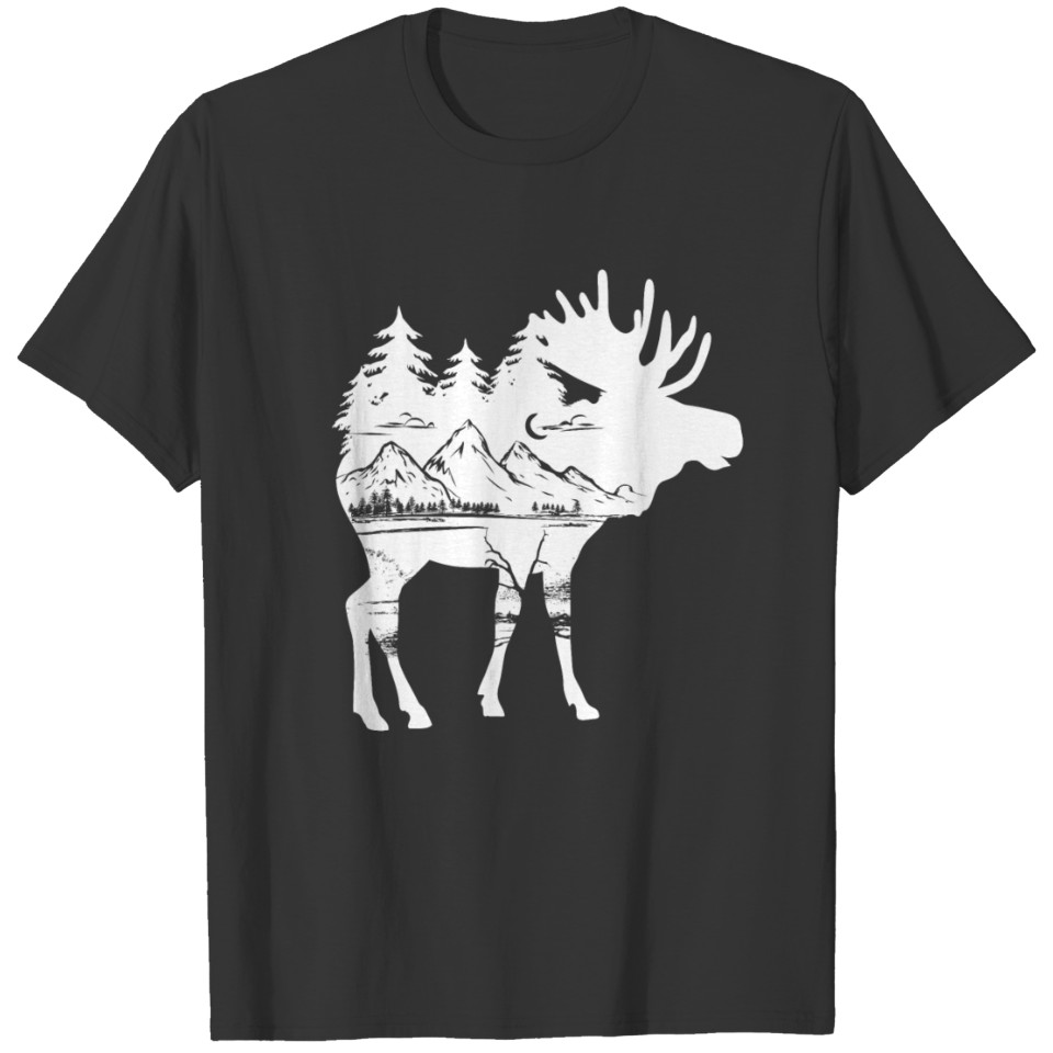 Moose Nature Mountains Forest Hike T Shirts