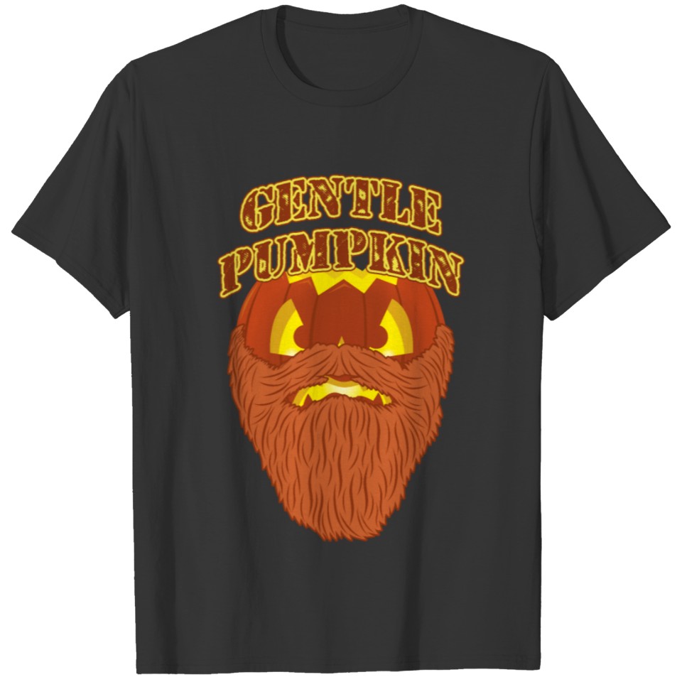 Gentle Pumpkin Face Bearded Halloween design T-shirt