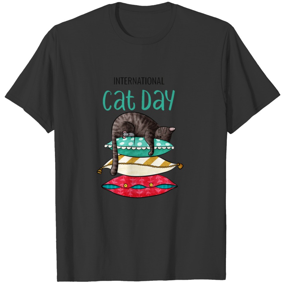 happy cat day international cat day cat 2020 T-shirt