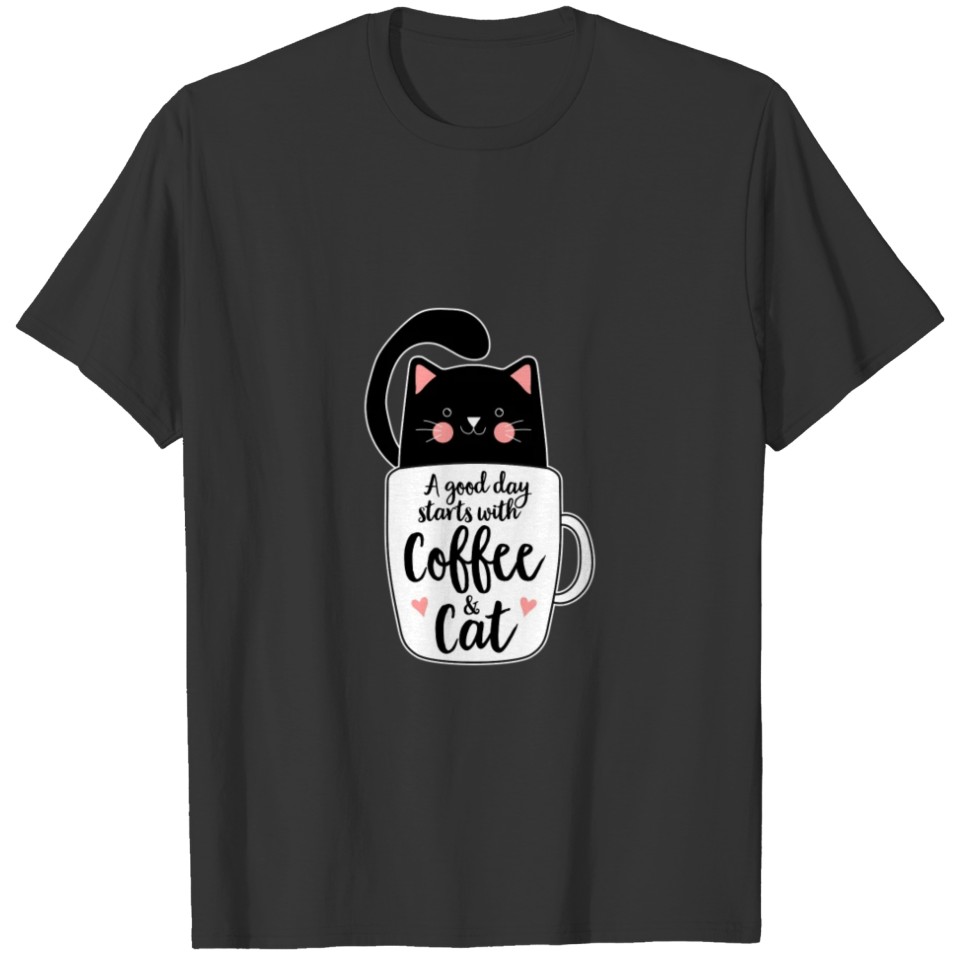 Cute Black Kitty Coffee Mug Cats Coffee Funny Cat T-shirt