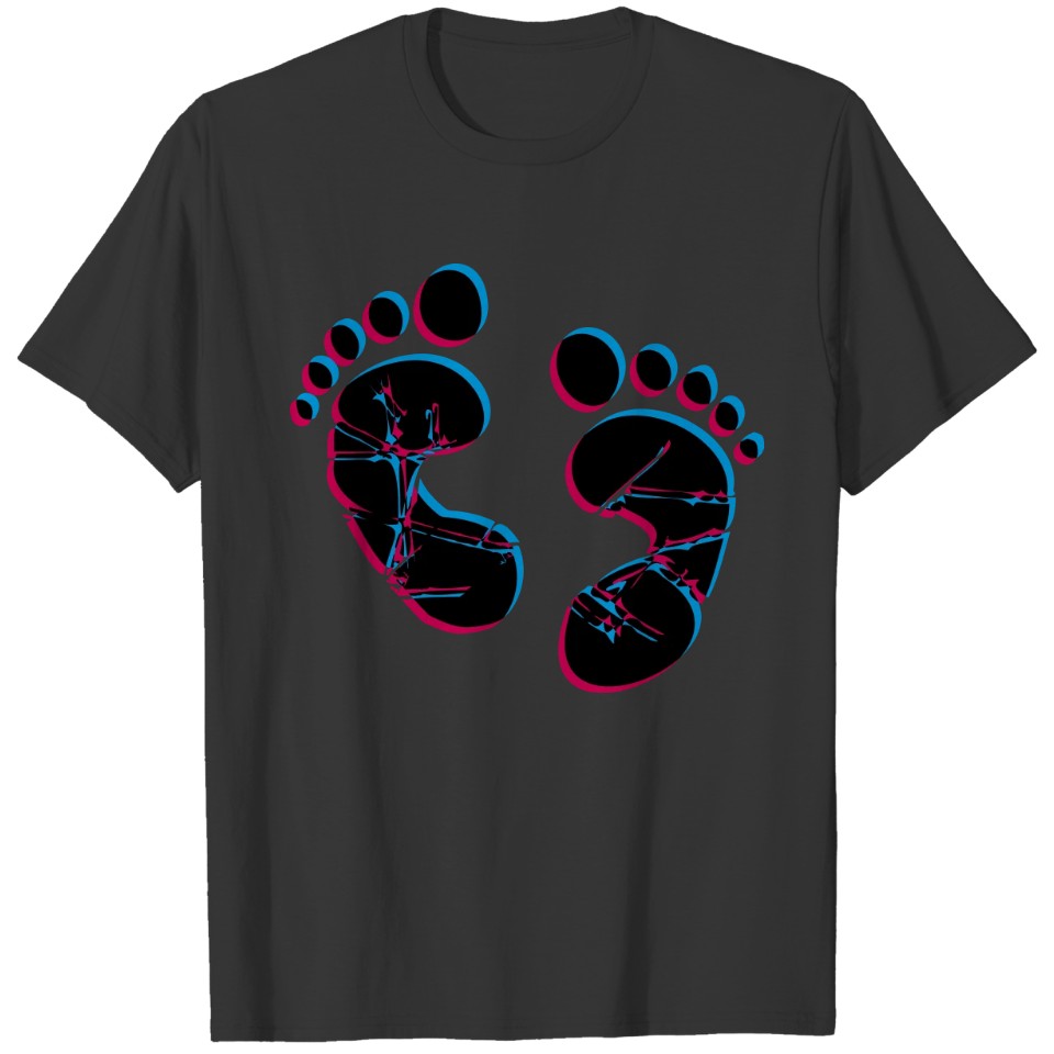 Baby 3D effect pink blue feet imprint ink color pr T Shirts