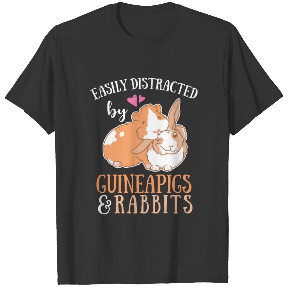 Easily Distracted By Guinea pigs And Rabbit Kids T-shirt