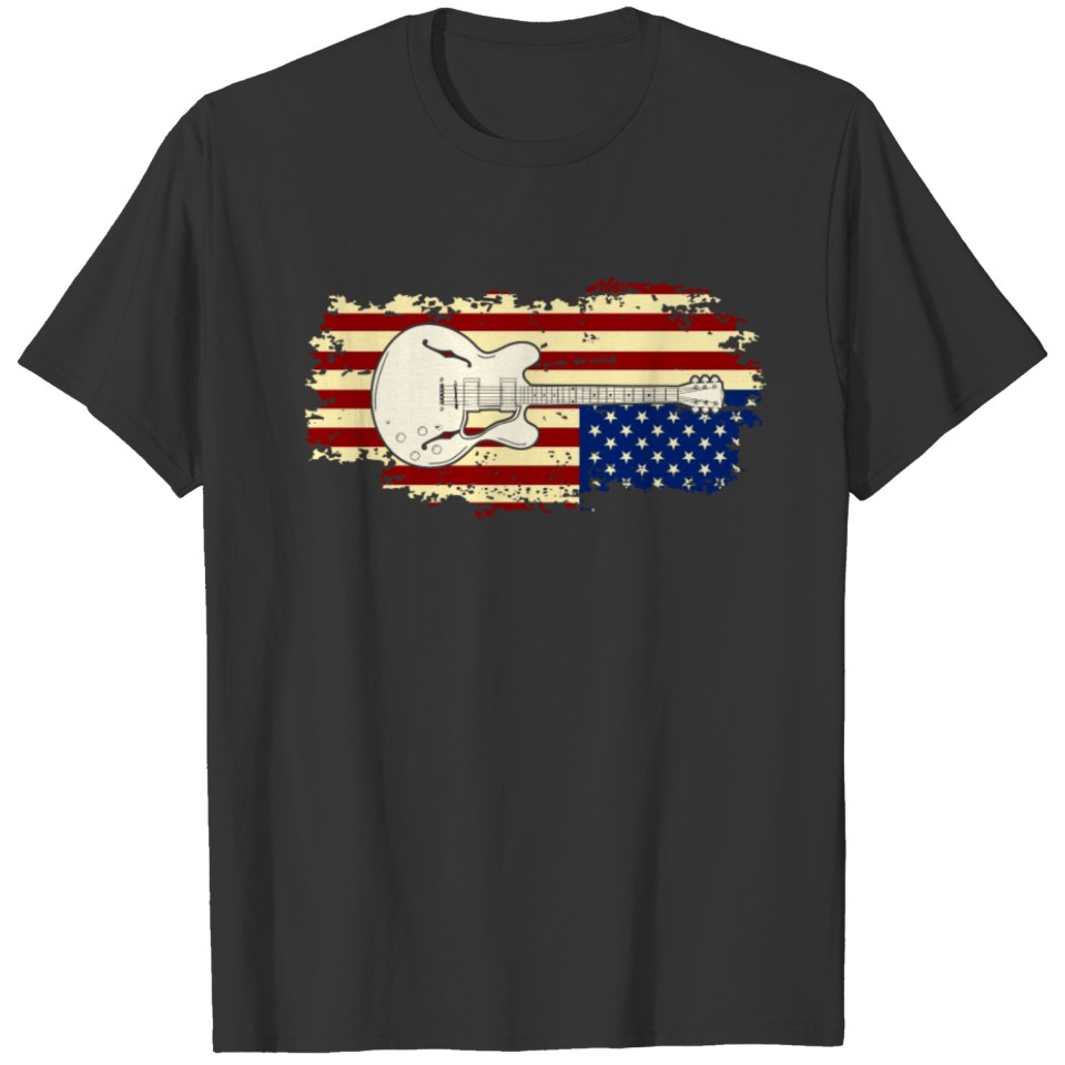 Vintage US Flag Guitar T-shirt