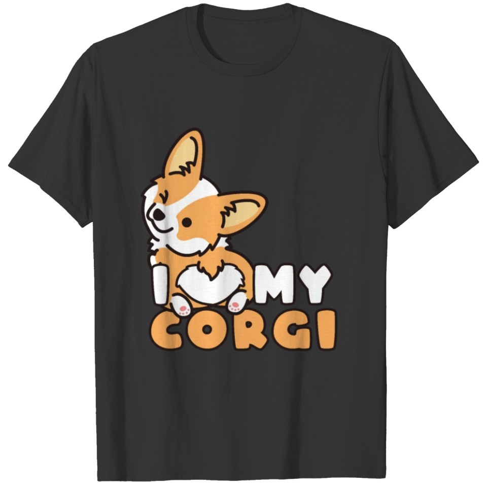 I love my corgi funny dog cute puppies T-shirt