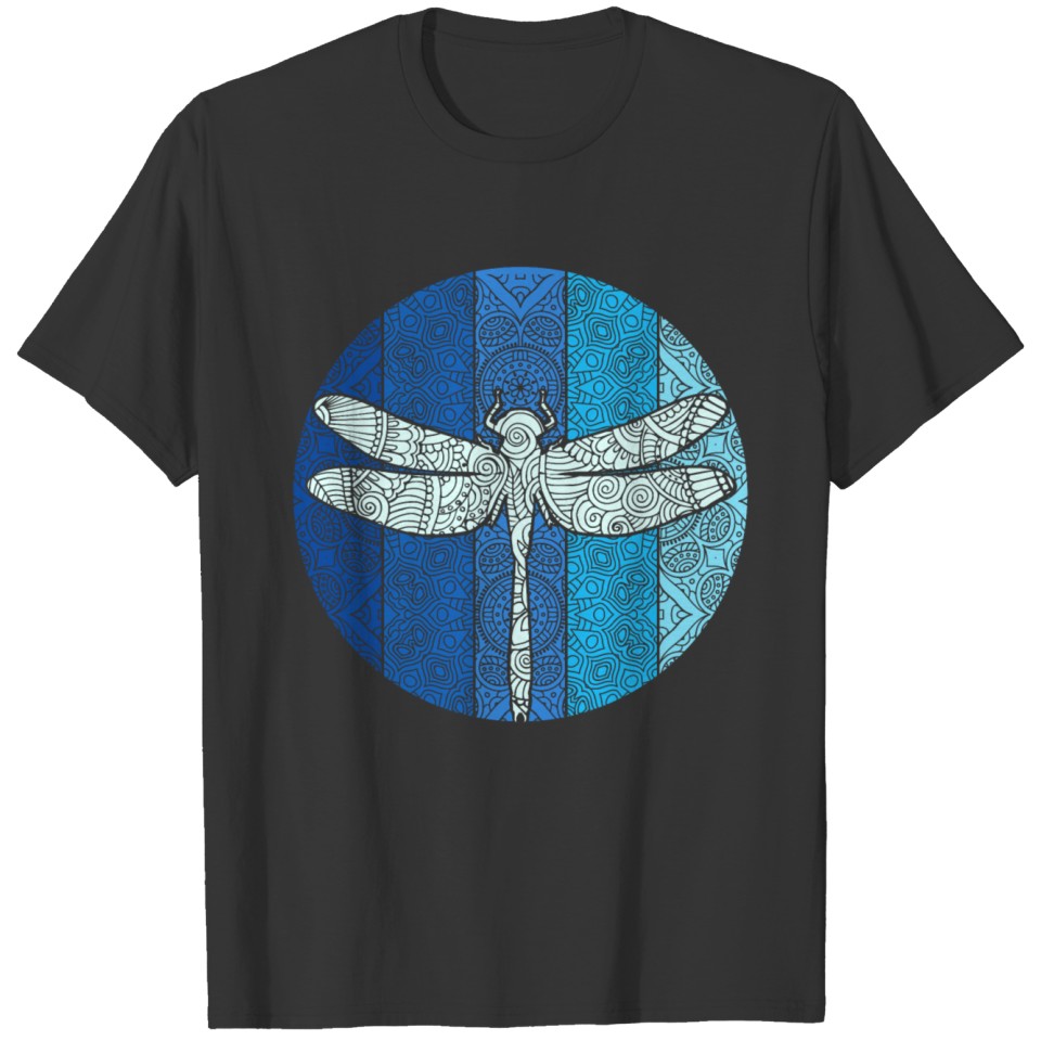 Retro Vintage Dragonfly Mandala Logo icon T Shirts