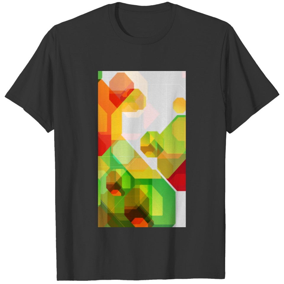 Geometric Pattern Squares & Green Shapes T-shirt