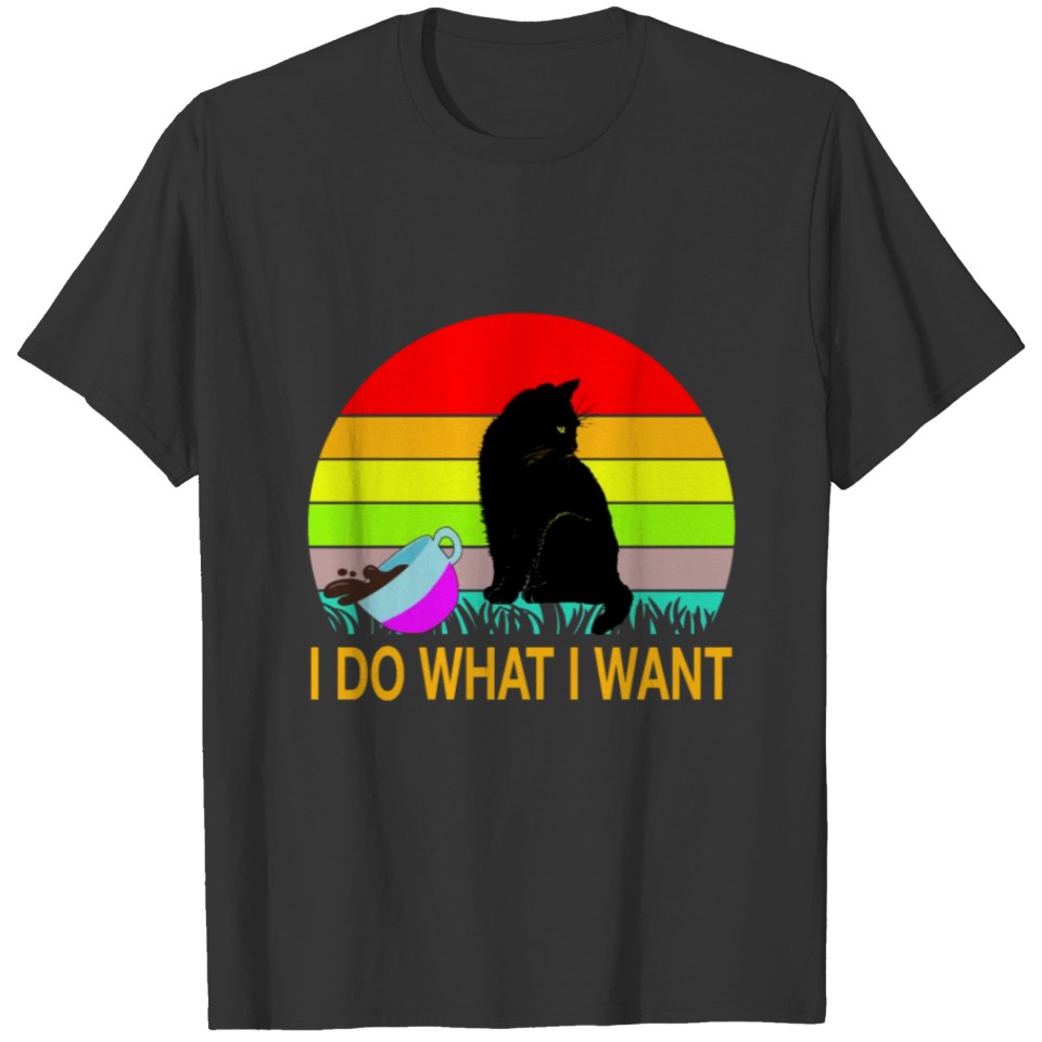 I do what I want black cat animals cat T-shirt