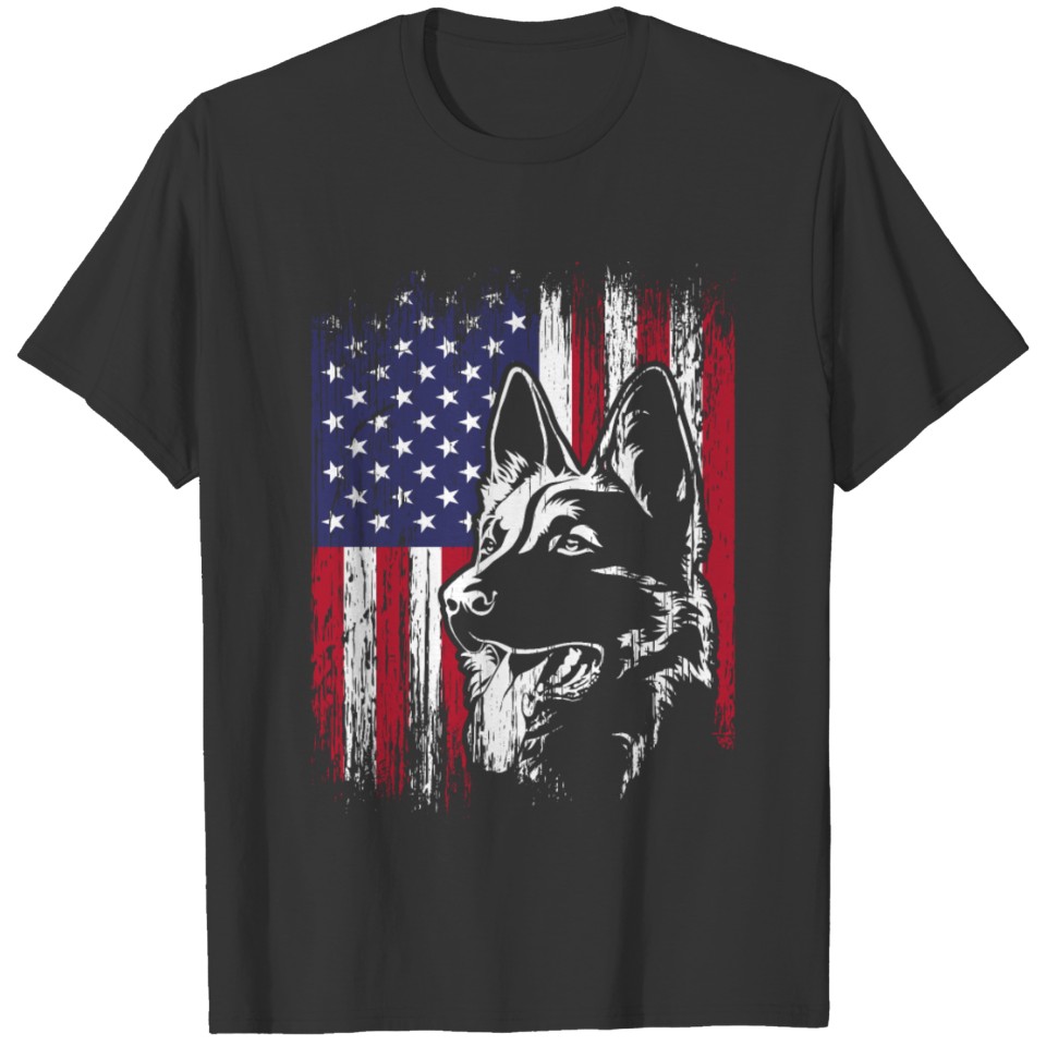 Vintage Patriotic Dog American Flag Proud Puppy T Shirts