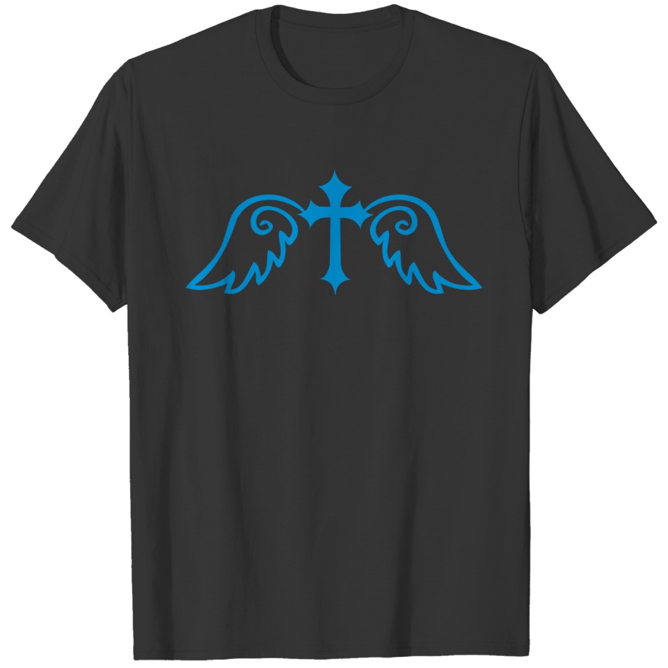 gothic cross with angel wings T Shirts