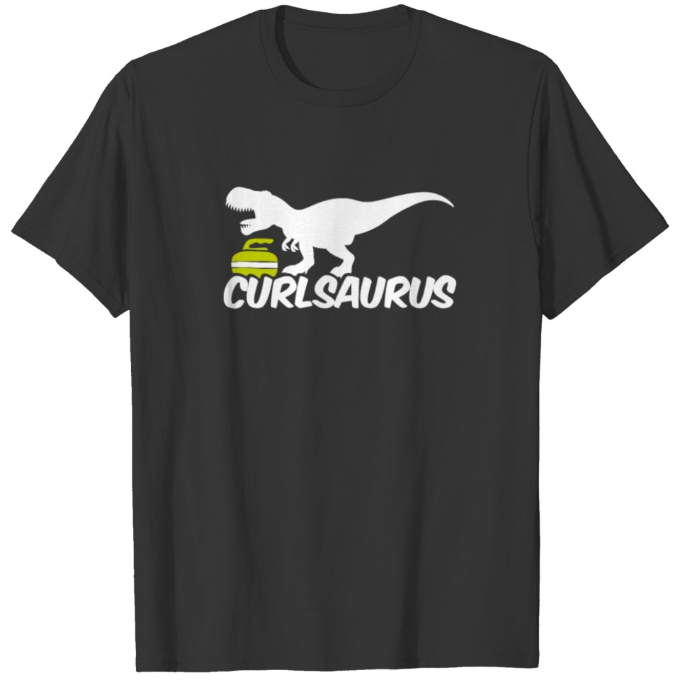 Curling Saurus Dinosaur Curling Stone Winter T-shirt