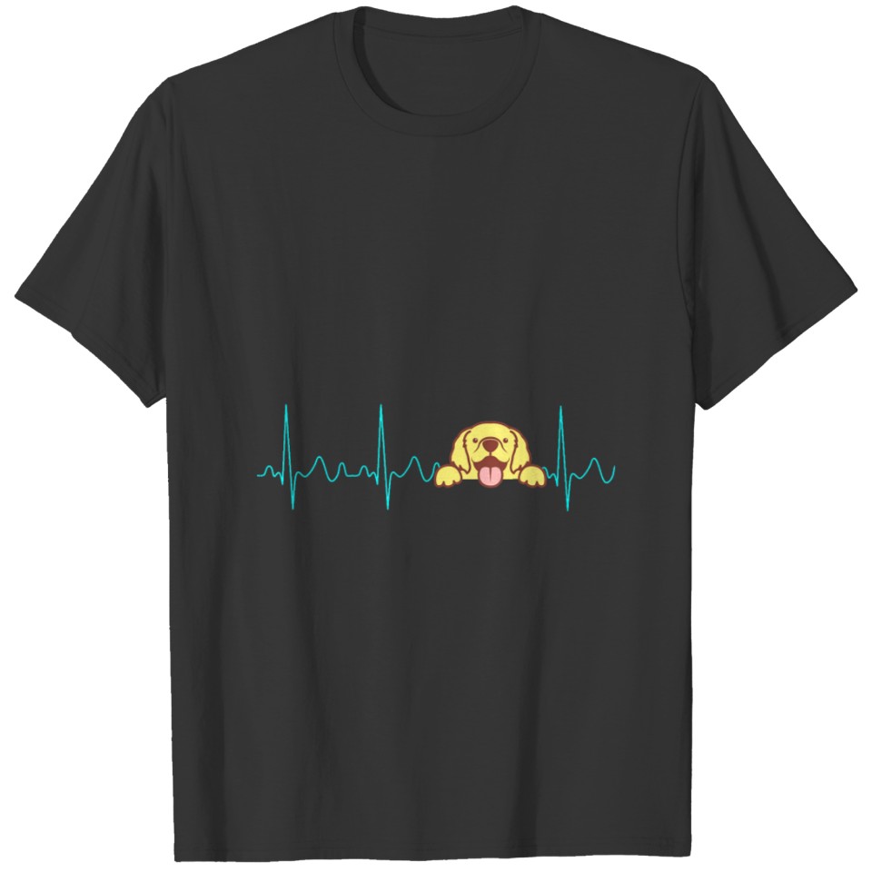 Funny Cute Lovely Golden Retriever Heartbeat F T-shirt