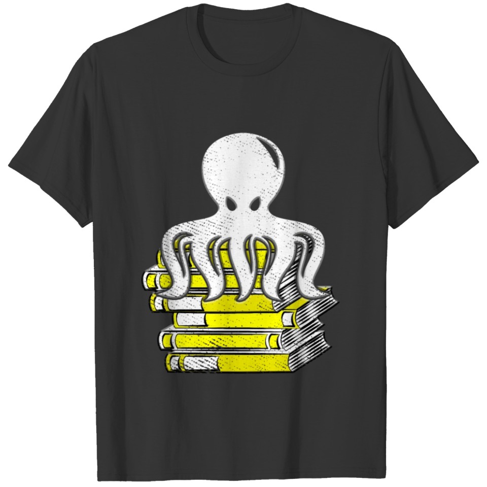 Octobook Squid With Book Books Bookworm T-shirt