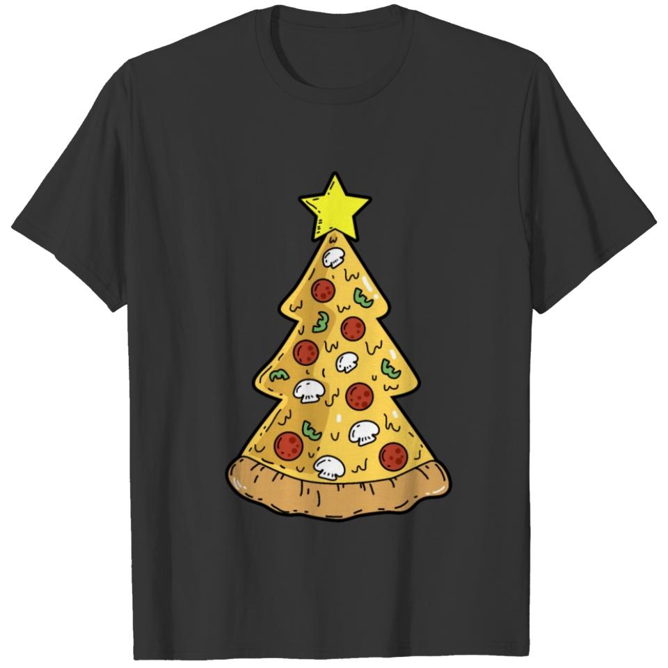 Pizza Christmas tree Christmas winter T-shirt