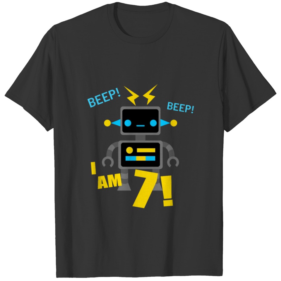 Robot 7 Years Birthday Boy Gift T Shirts