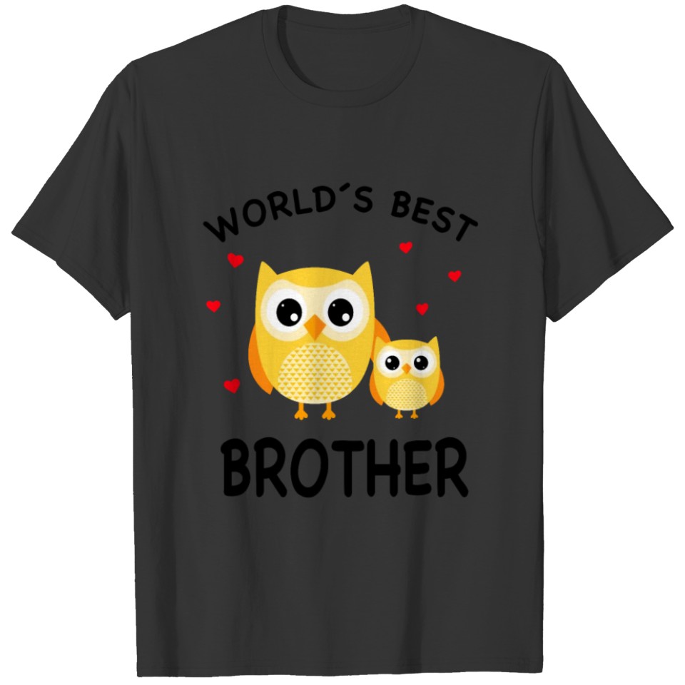 World's Best Little Brother Owl Heart Siblings T-shirt