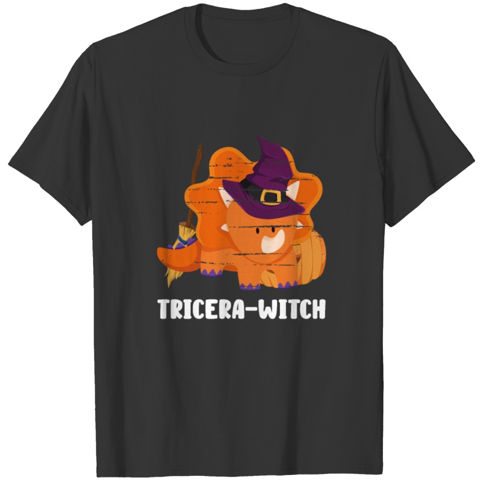 Witch Dino Monster Triceratops Halloween T Shirts