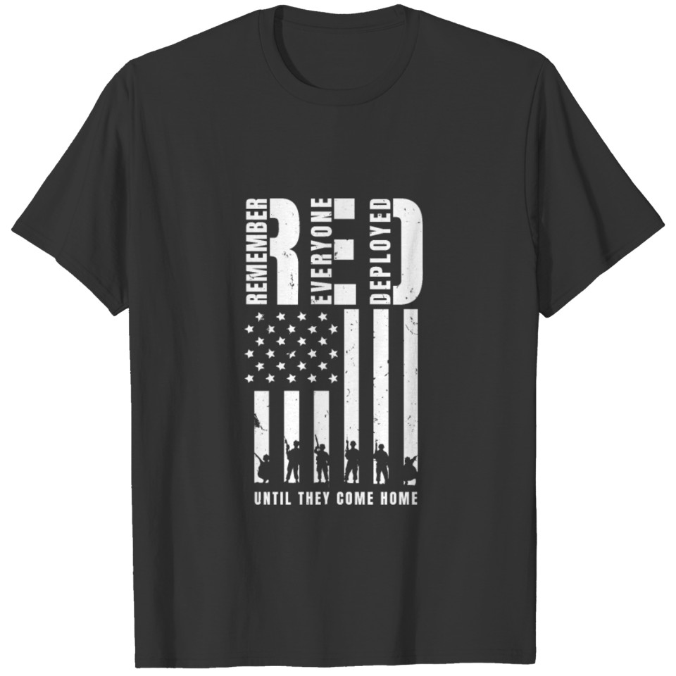 RED| American Flag| Soldiers| Silhouettes|Veteran T-shirt