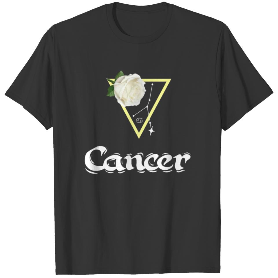Cancer Zodiac Flower White Rose Water Element T-shirt