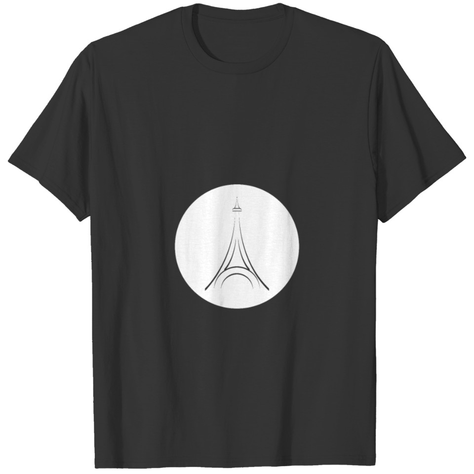 Eiffel Tower White Round France Paris Icon Symbols T-shirt