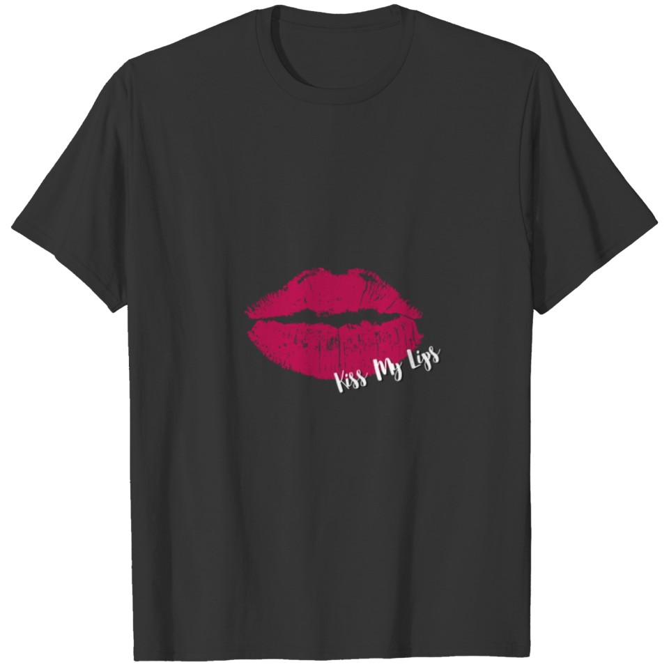 Kiss My Lips Women Funny Red Lips Distressed T-shirt