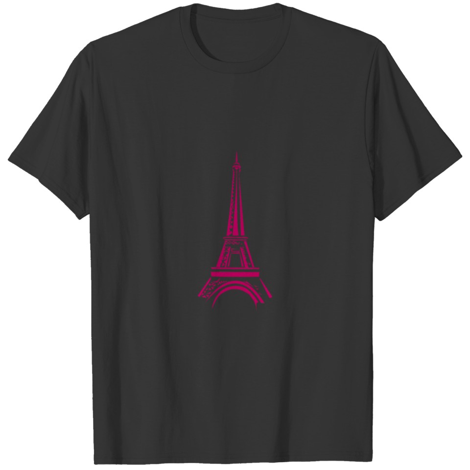 France Paris Eiffel Tower Pink French Lady Art T Shirts