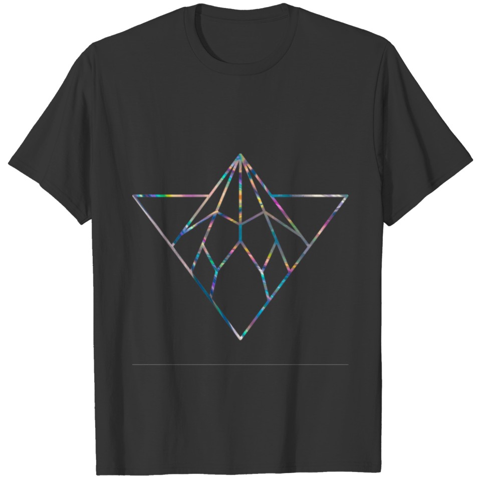 Holographic iridescent triangle and diamond T-shirt