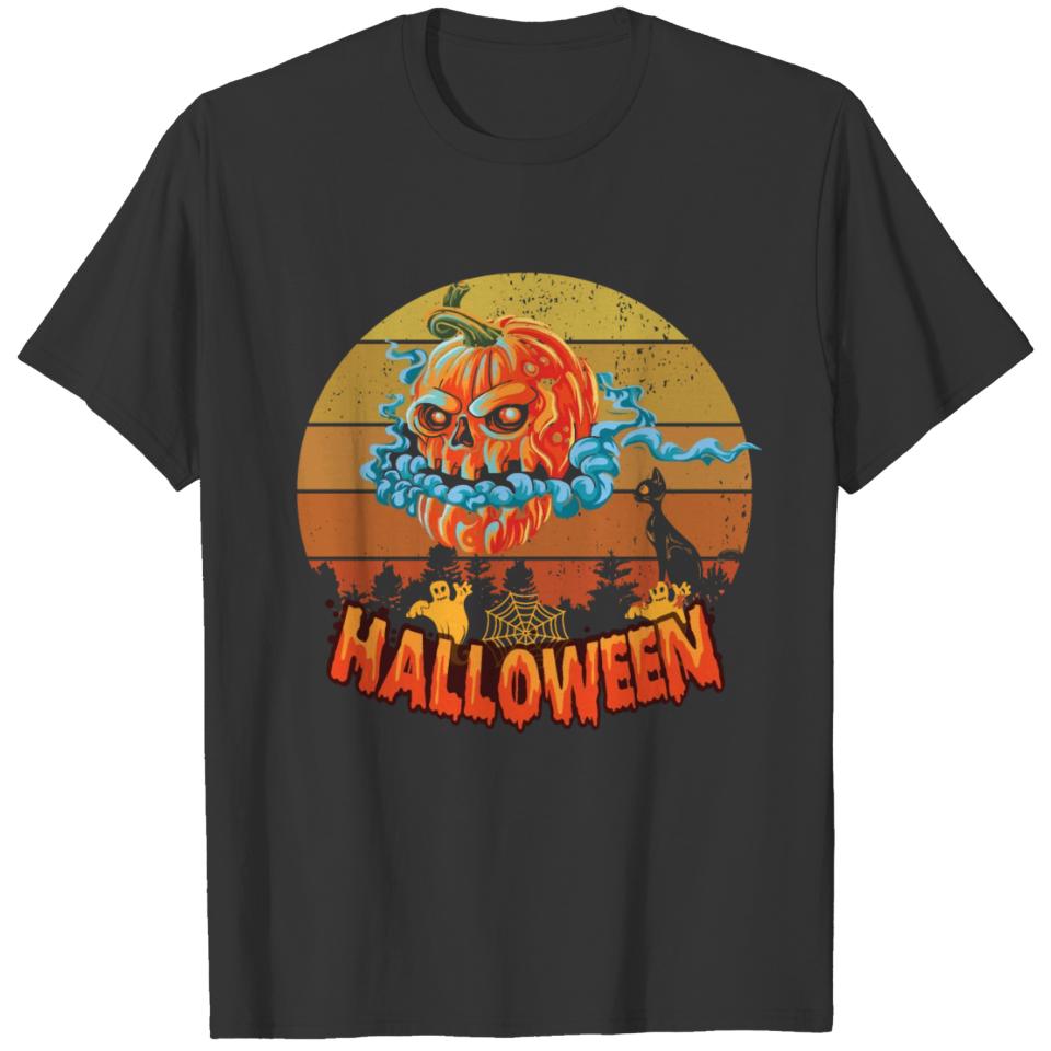 Halloween retro trick or treat Pumpkin spooky ghos T-shirt