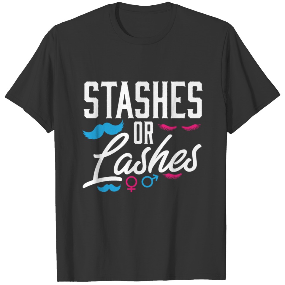 Gender Reveal Staches or Lashes Baby Shower Gift T-shirt