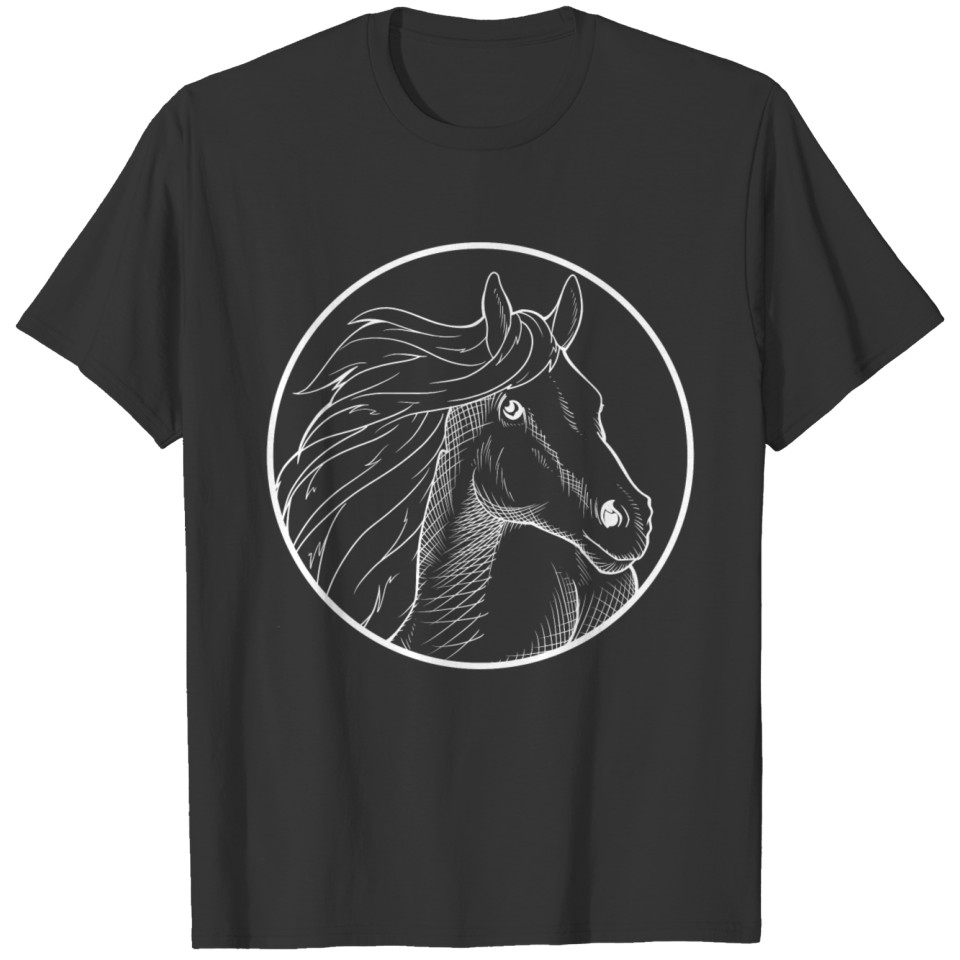 Horse head with a waving mane T Shirts