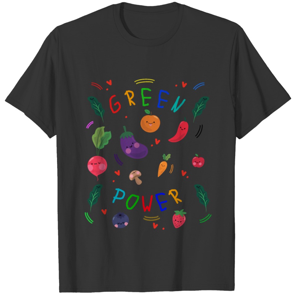 Kids love GREEN POWER - Vegetables healthy eating T Shirts