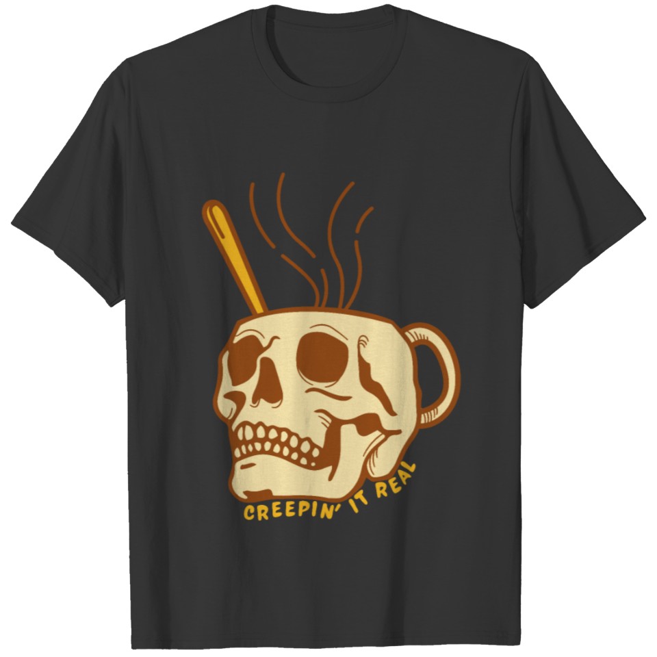Creepin it Real Hallween Skull artwork T-shirt