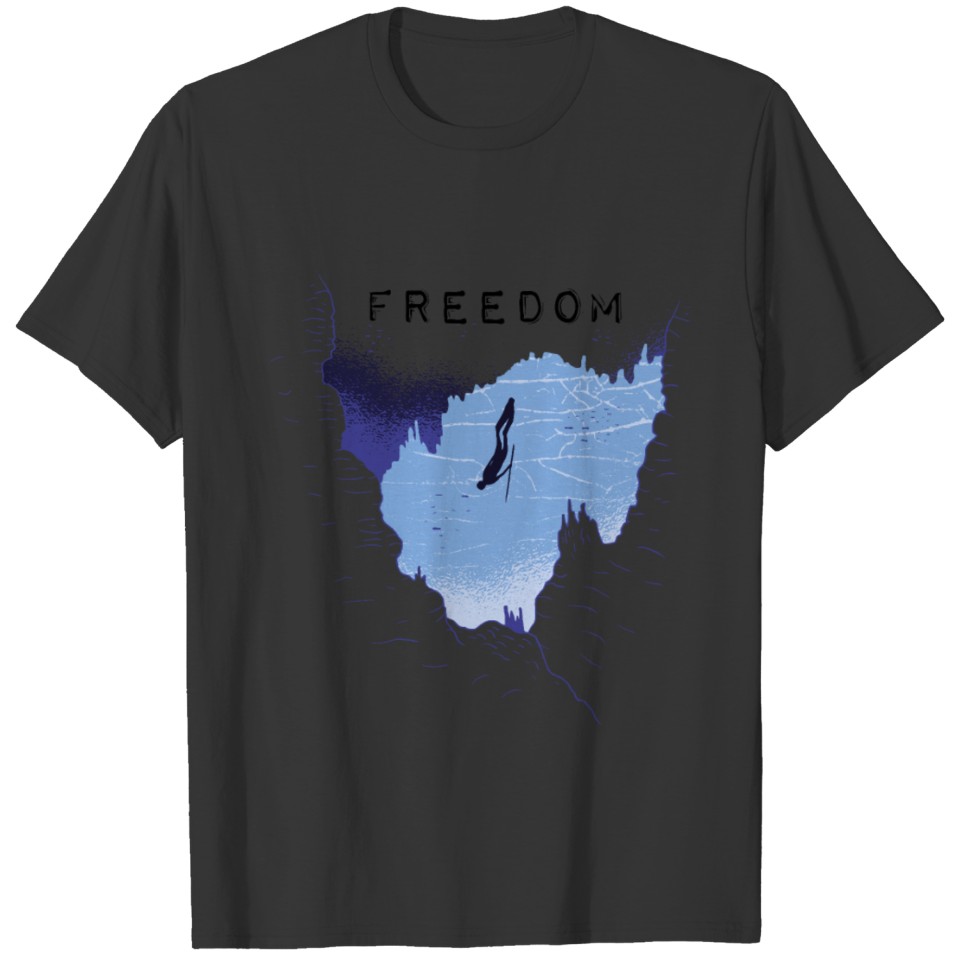 One Breath Freedom a Diver diving into the dark T-shirt