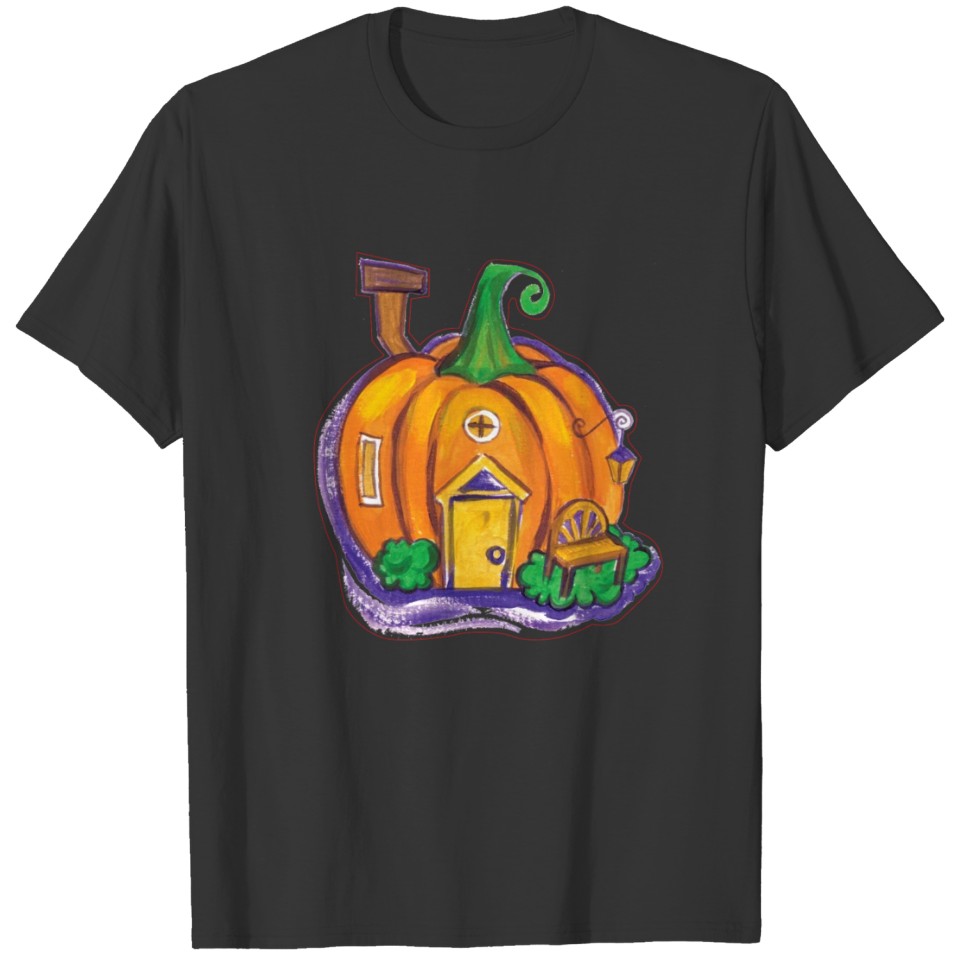 Halloween Pumpkin House in Gouache style T-shirt