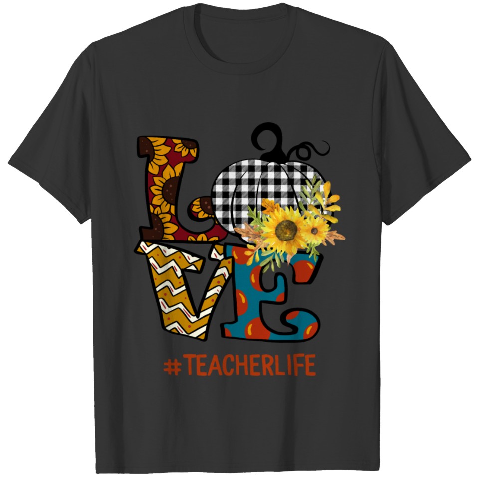 Love Teacher Life Pumpkin Halloween Costume Fall T Shirts