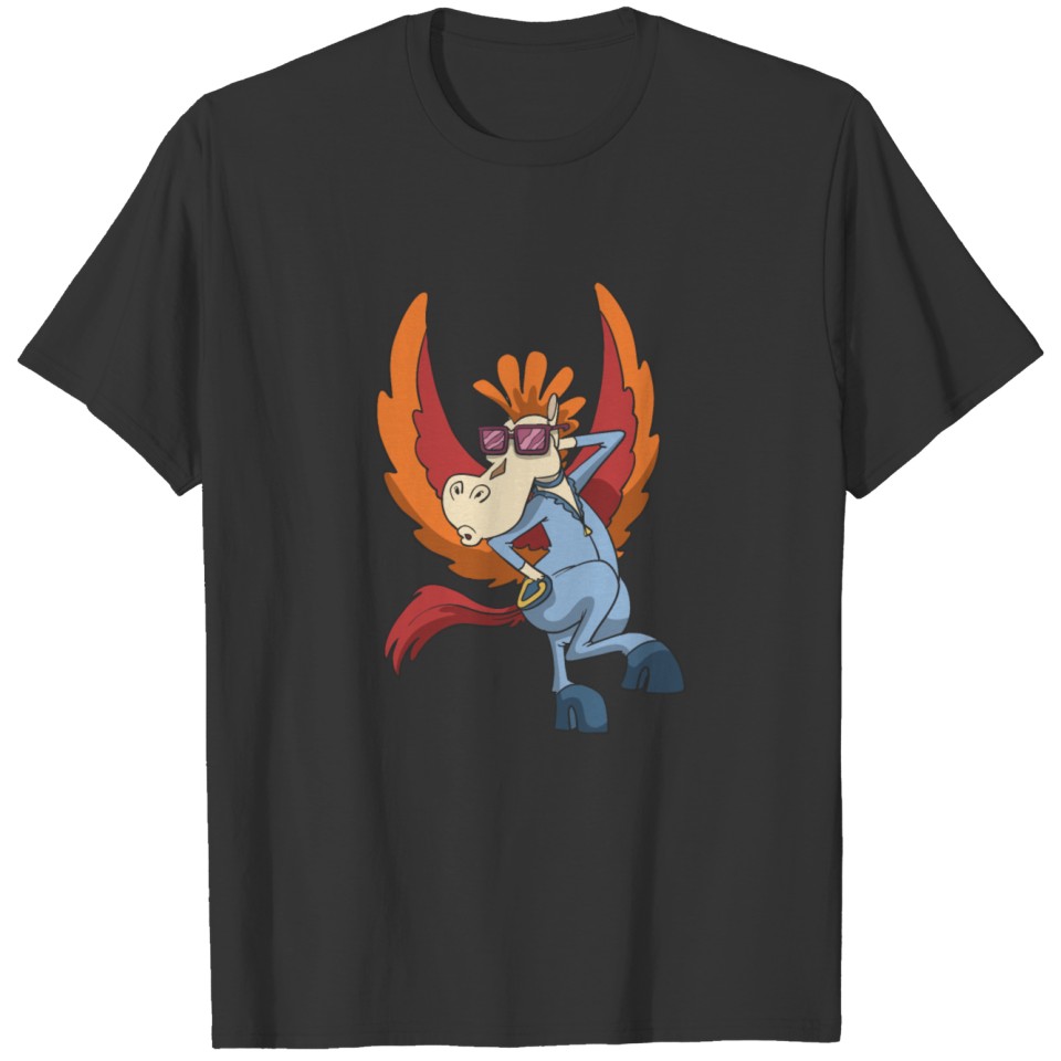 Horse in angel wings sunglasses costume T-shirt