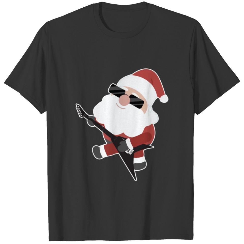 Rock n Roll Guitar Santa Claus Guitarist Christmas T-shirt