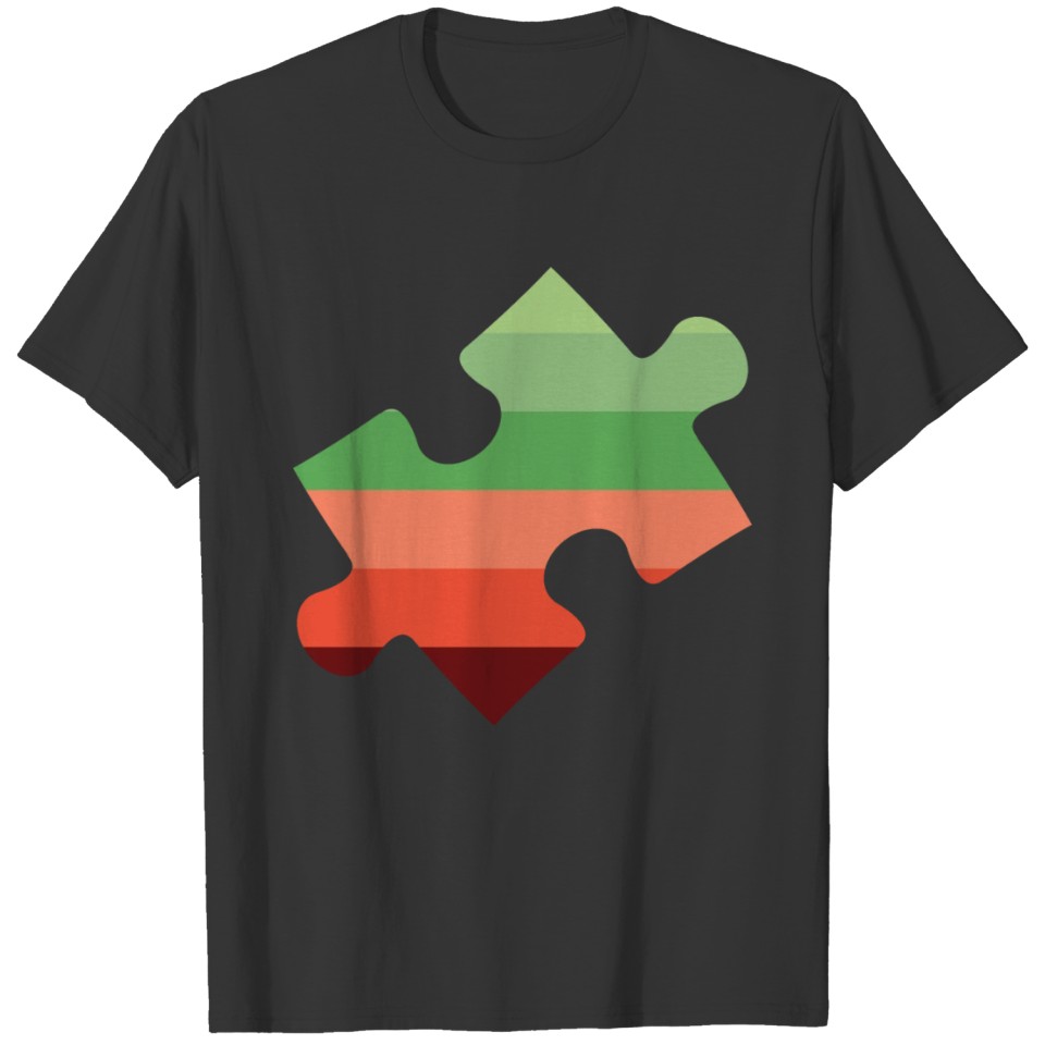 Puzzle Piece With Retro Stripes Motif T-shirt