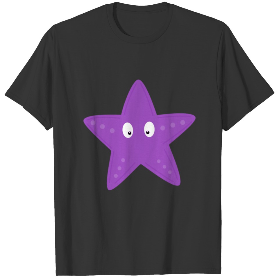 Cute Starfish Purple Cartoon T-shirt