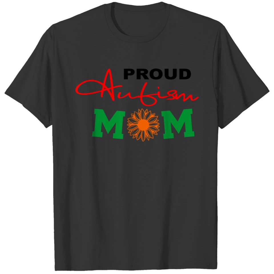 Proud Autism mom puzzle pieces colorful T-shirt