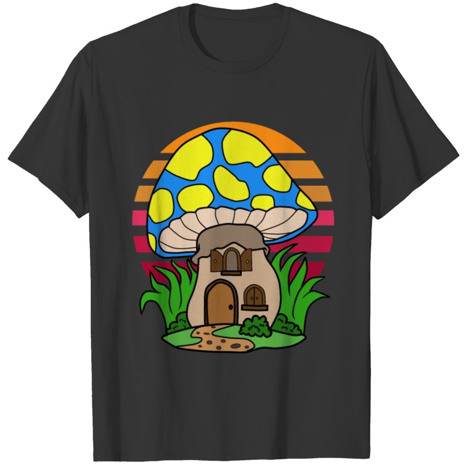 Mushroom house sunset T-shirt