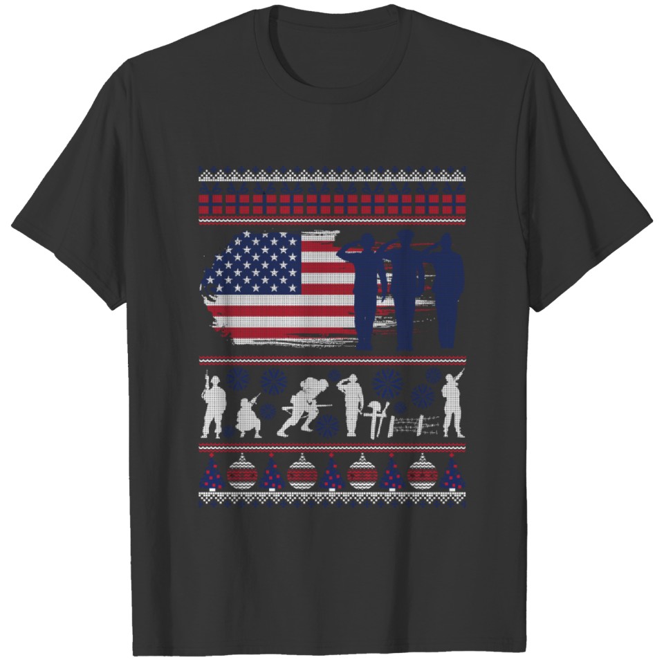 Military Veteran Ugly Christmas Patriotic Flag T Shirts