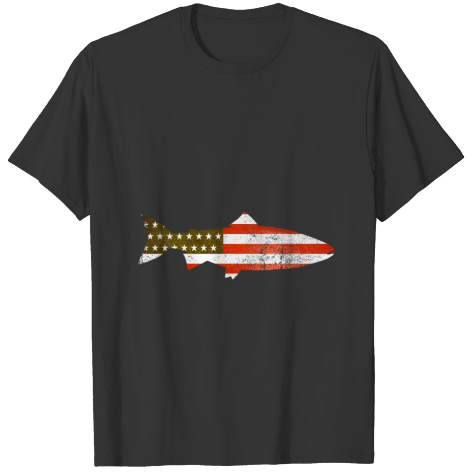 Vintage USA American Flag Fish Trout T Shirts