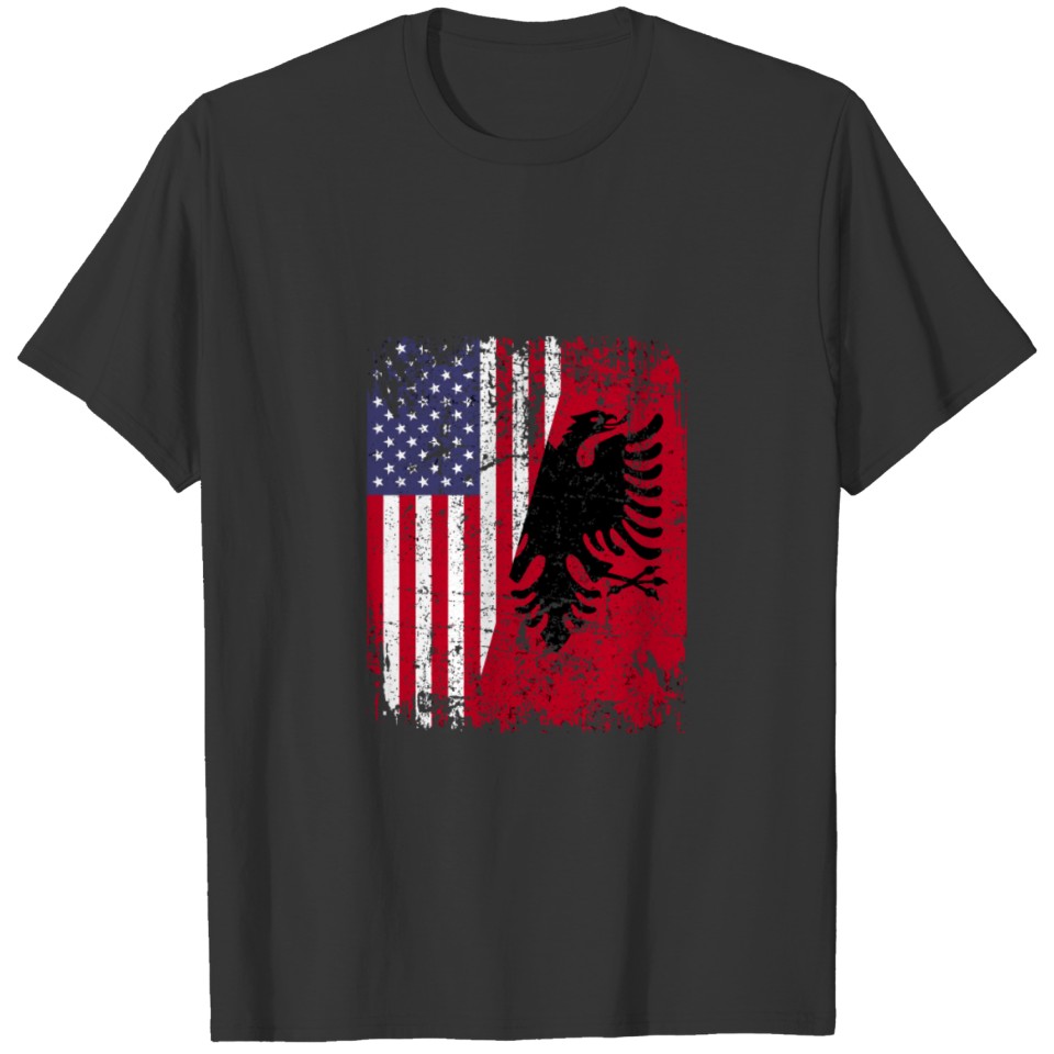 Albanian Roots Red Eagle Half American Albania Fla T Shirts