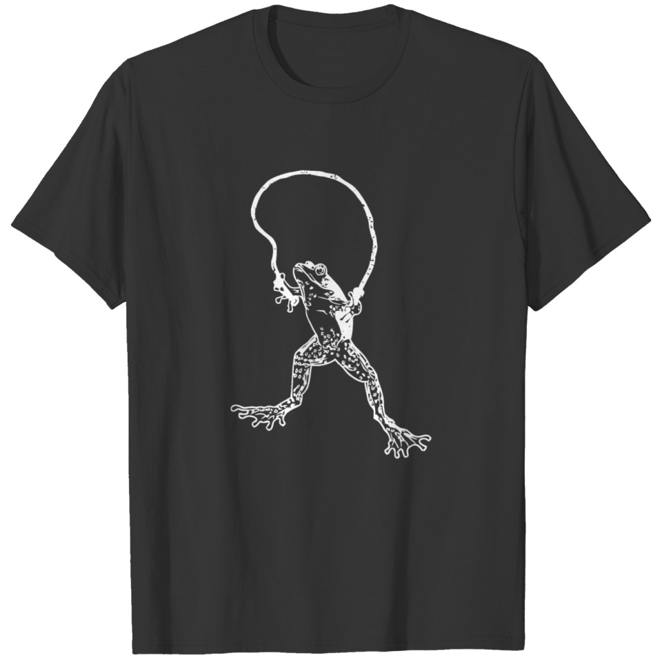 Jumping Frog White Silhouette Rope Amphibian Gift T-shirt