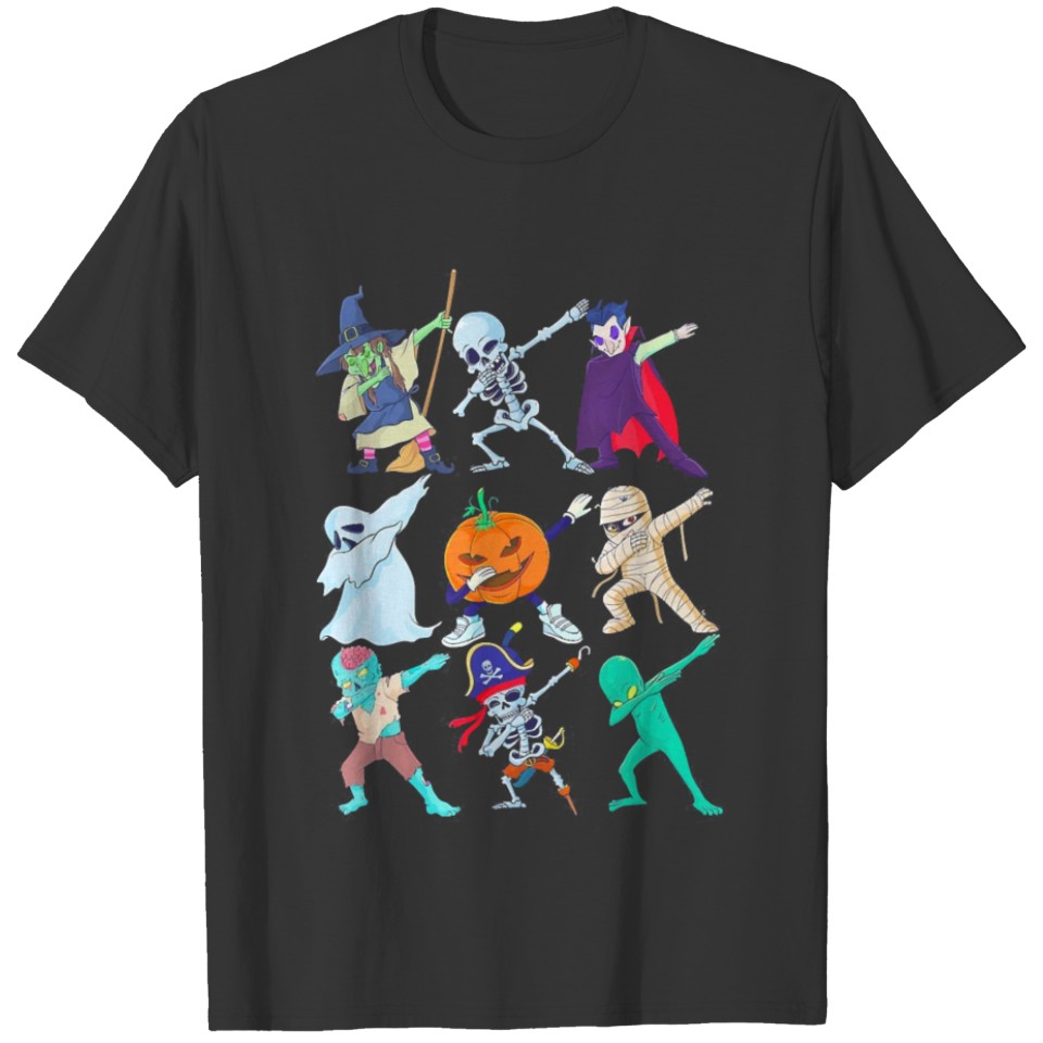 Dabbing Halloween Skeleton Monsters T-shirt