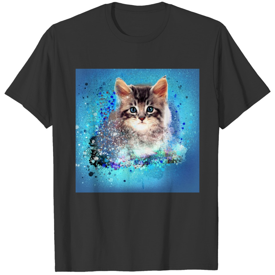 kitten,cat,animal,catlove,poster,blue T-shirt