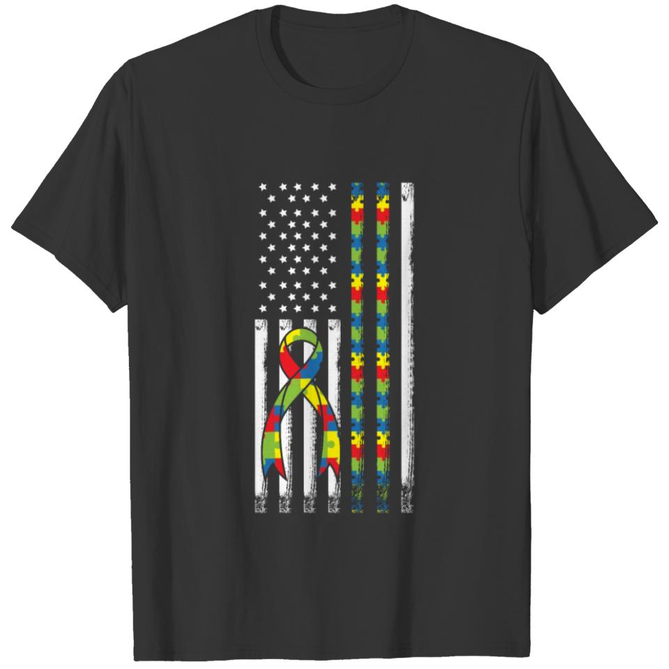 American Flag Autism T-shirt