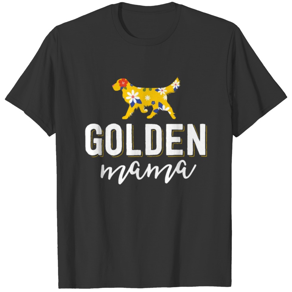 Floral Dog Mom Shirts For Women Gift Golden T-shirt