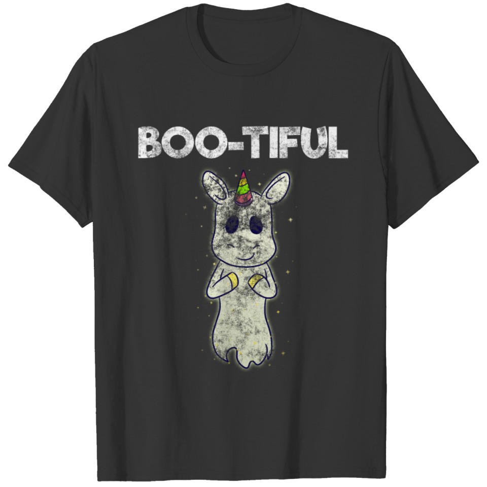 Boo Tiful Funny Unicorn Ghost Halloween girl sweet T Shirts